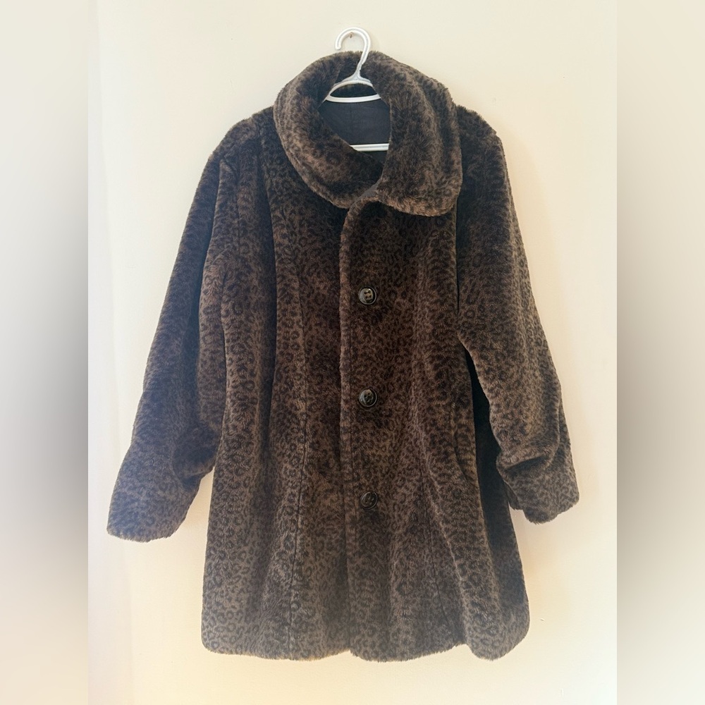 Leopard Print Faux Fur Coat
